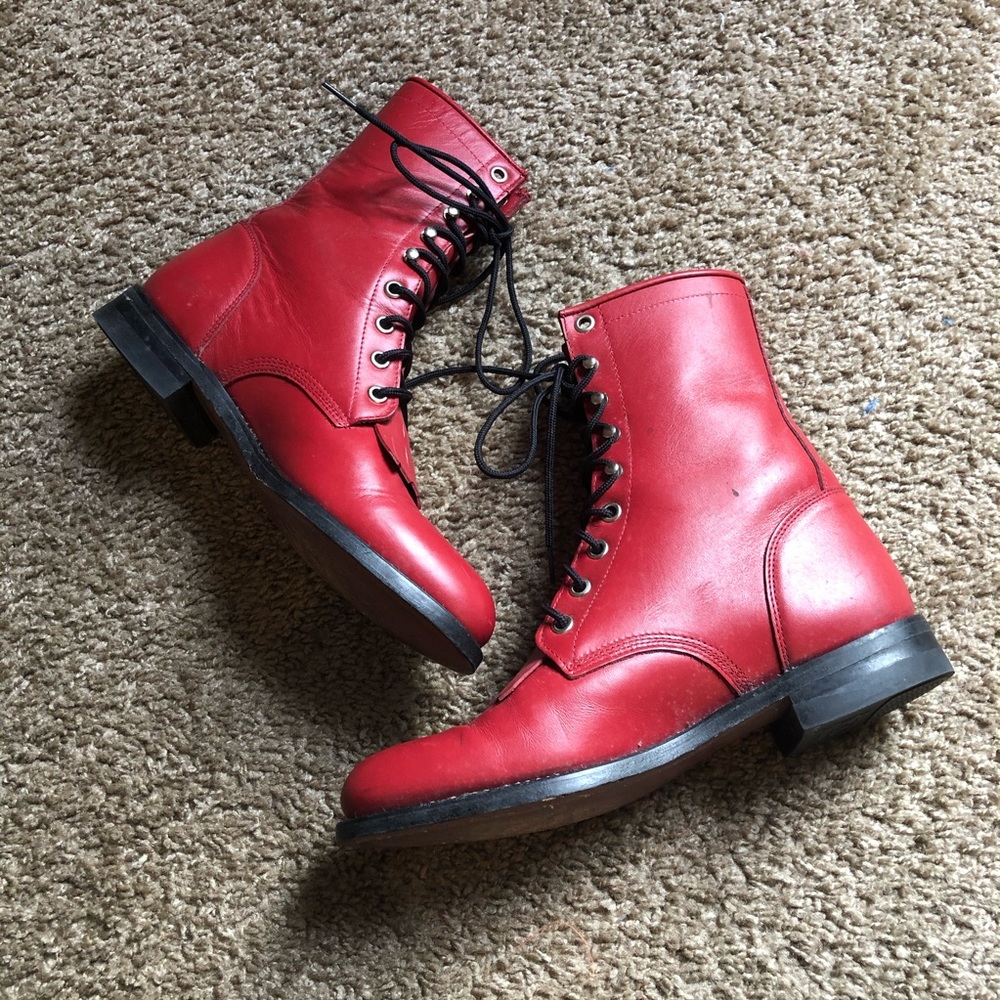 Justin 6.5 Western Lace-Up Combat Boot in Red